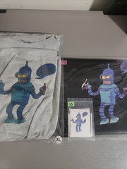 Futurama- Bender Graphic Design T-Shirt, Bookbag And Stickers