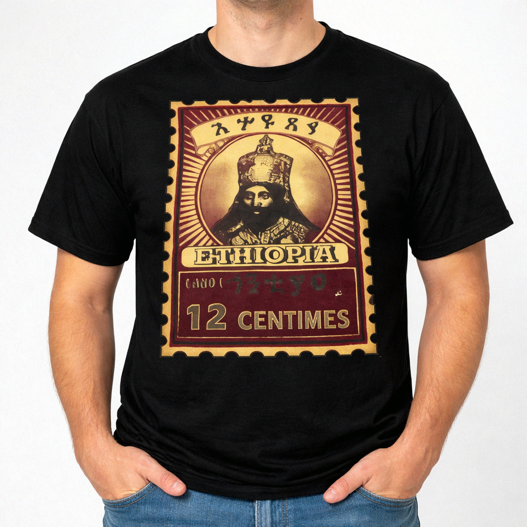 Vintage Ethiopia Postal Graphic Tee 90s Maroon Retro Shirt Unisex S-3XL