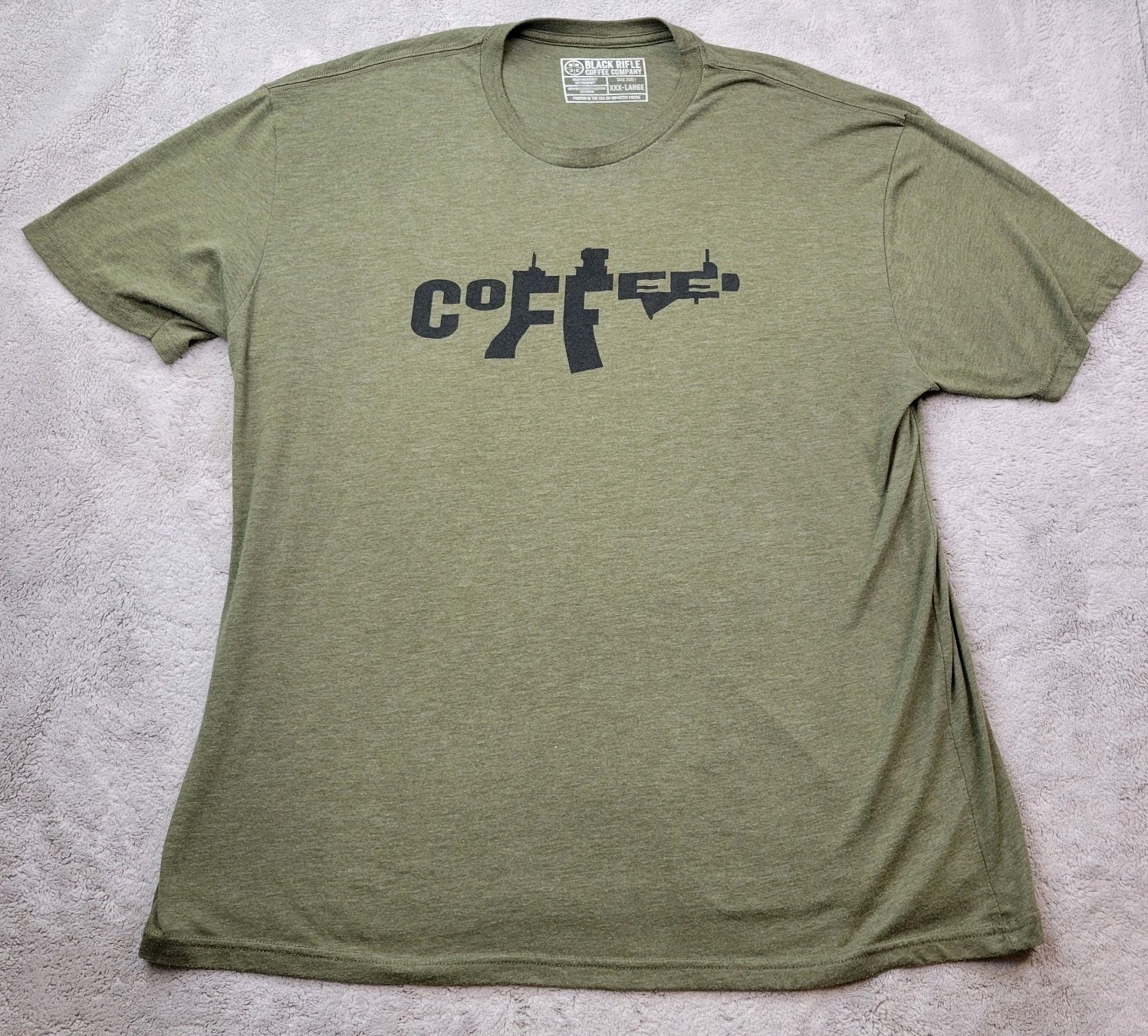 Black Rifle Coffee Company T Shirt Mens XXXL Olive Green Gun Spellout Graphic gallery