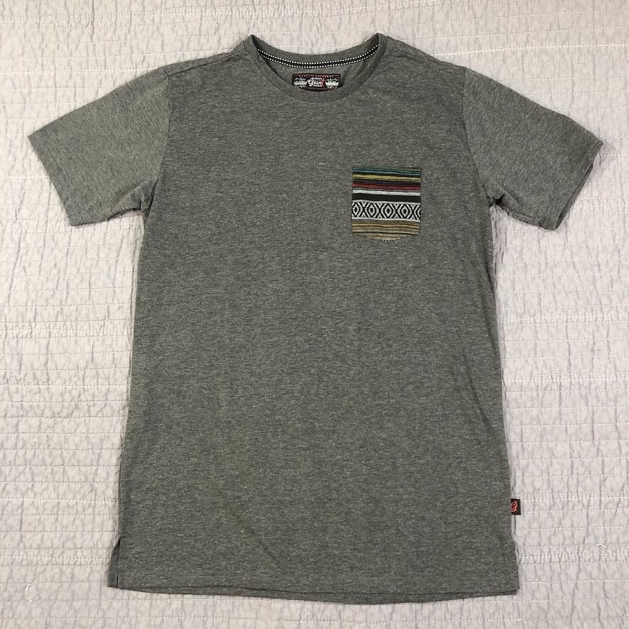 Beautiful Giant Shirt Men Large Gray Tribal Pocket Tee Heather Aztec Crewneck gallery