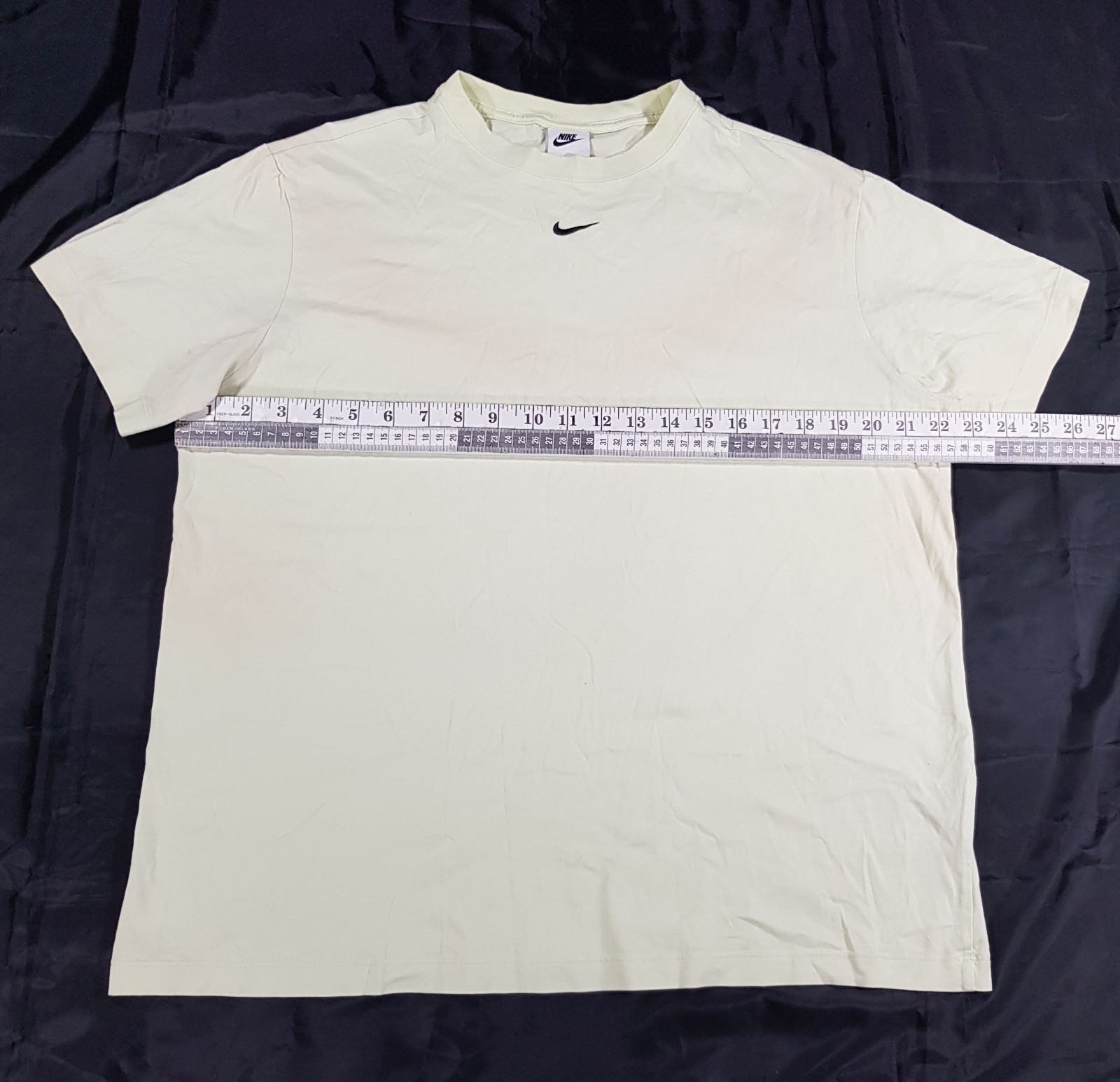 NIKE MENS SIZE MEDIUM PALE YELLOW TIE DYE COTTON CREW NECK CENTRE LOGO T-SHIRT gallery