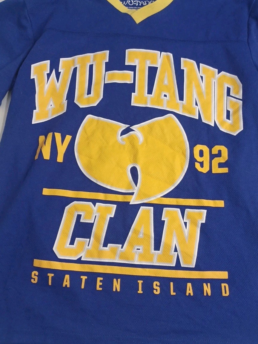 Wu-Tang Clan Jersey Shirt Men’s Sz S Hip Hop Streetwear Blue Yellow CREAM #36 L7 gallery