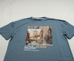 Shein Men’s Building & Slogan Graphic Short Sleeve Oversized Tee JW7 Blue Large