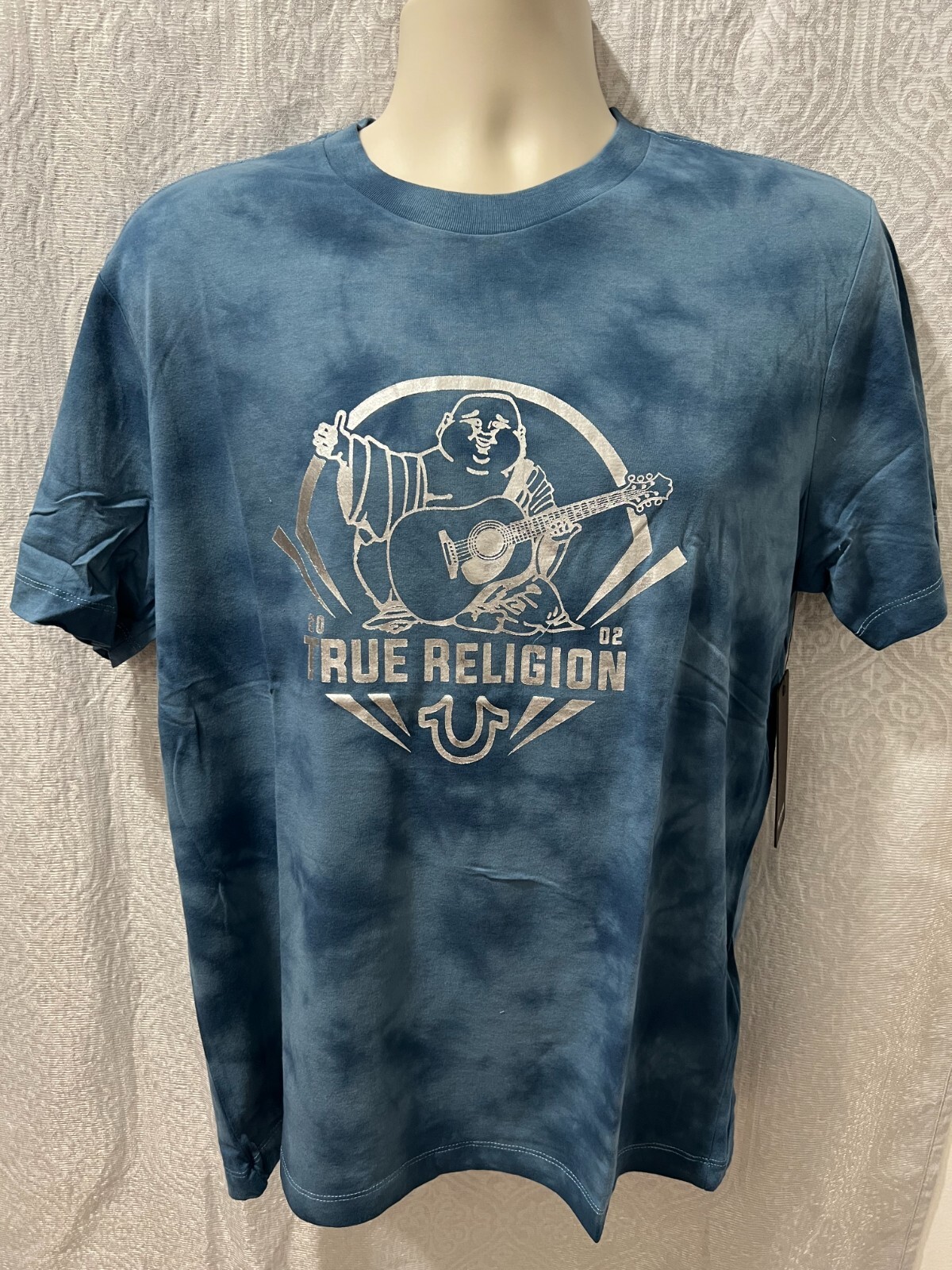 True Religion Men's Size XL Bluestone Tie Dye Buddha Foil Crew Neck Tee $69 NWT gallery