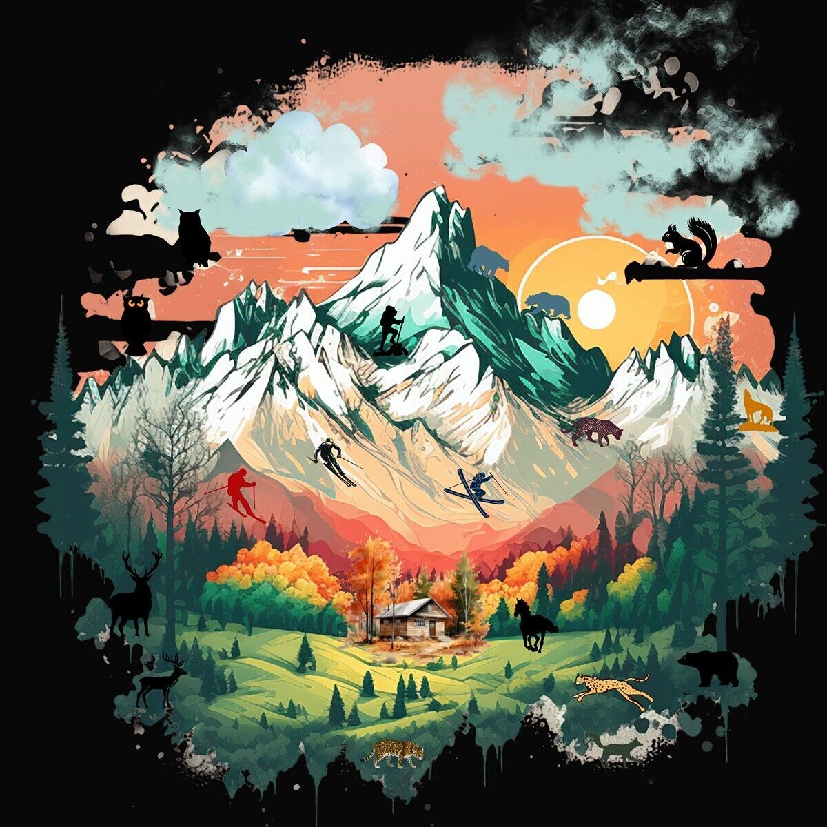Classic Outdoor Wilderness Mountain Scene Graphic T-Shirt, Unisex S - XL gallery