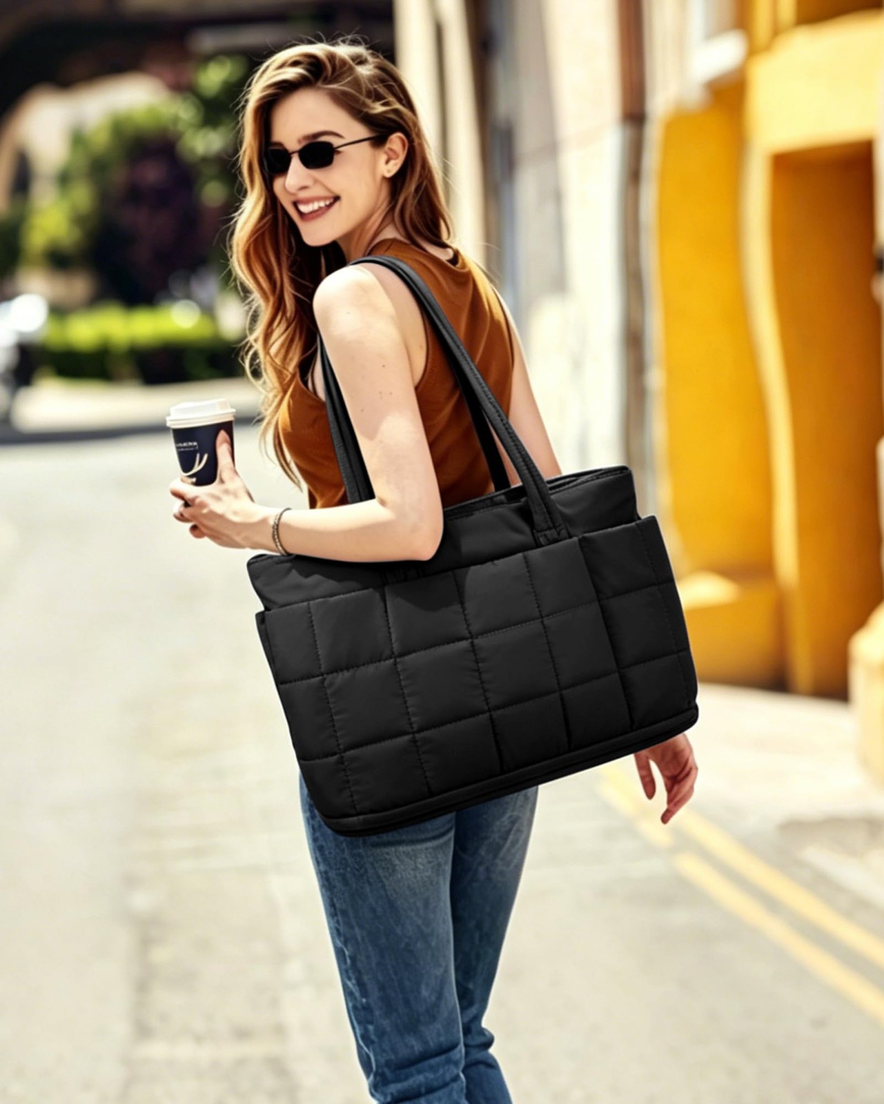 Tote Bag for Women, Puffer Work Bag 15.6 Inch Laptop Purse for Nurse Teacher,... gallery
