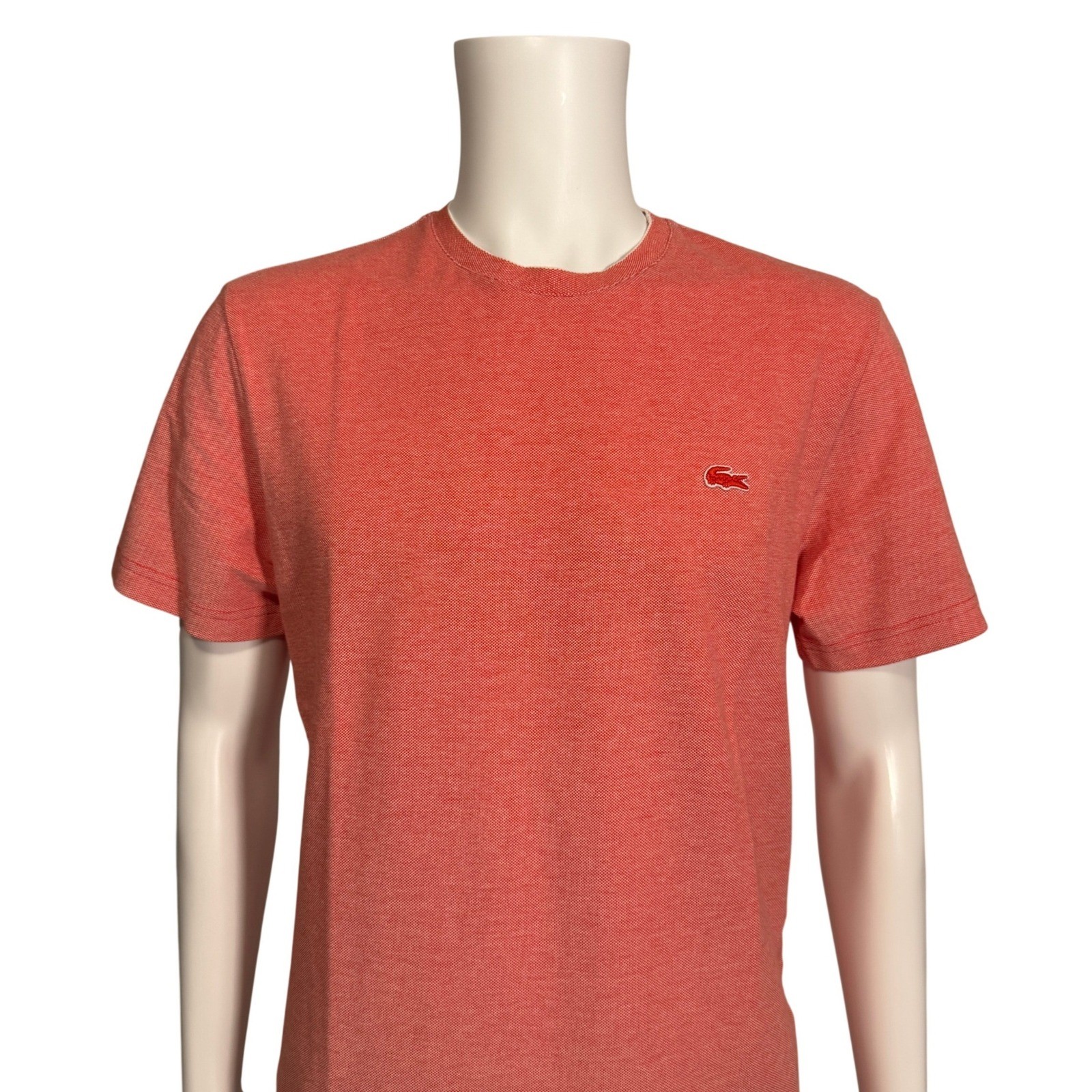 Lacoste Mens Slim Fit Pique T-Shirt Coral Orange Heather FA10437 Size XL FR 6