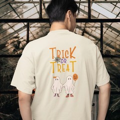 Comfortable Oversized Men’s Tee | Round Neck, Festive Back Printed Halloween