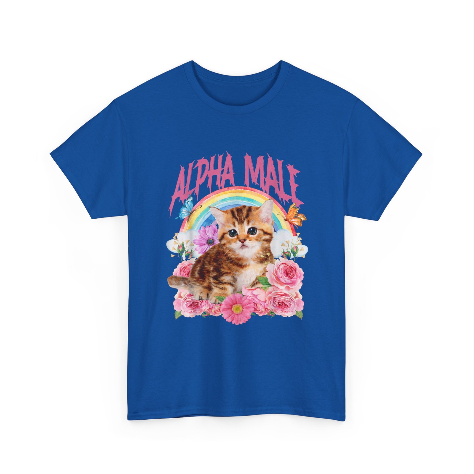 Alpha Male Funny Shirt, Cat Kitten Rainbow Floral T-Shirt gallery