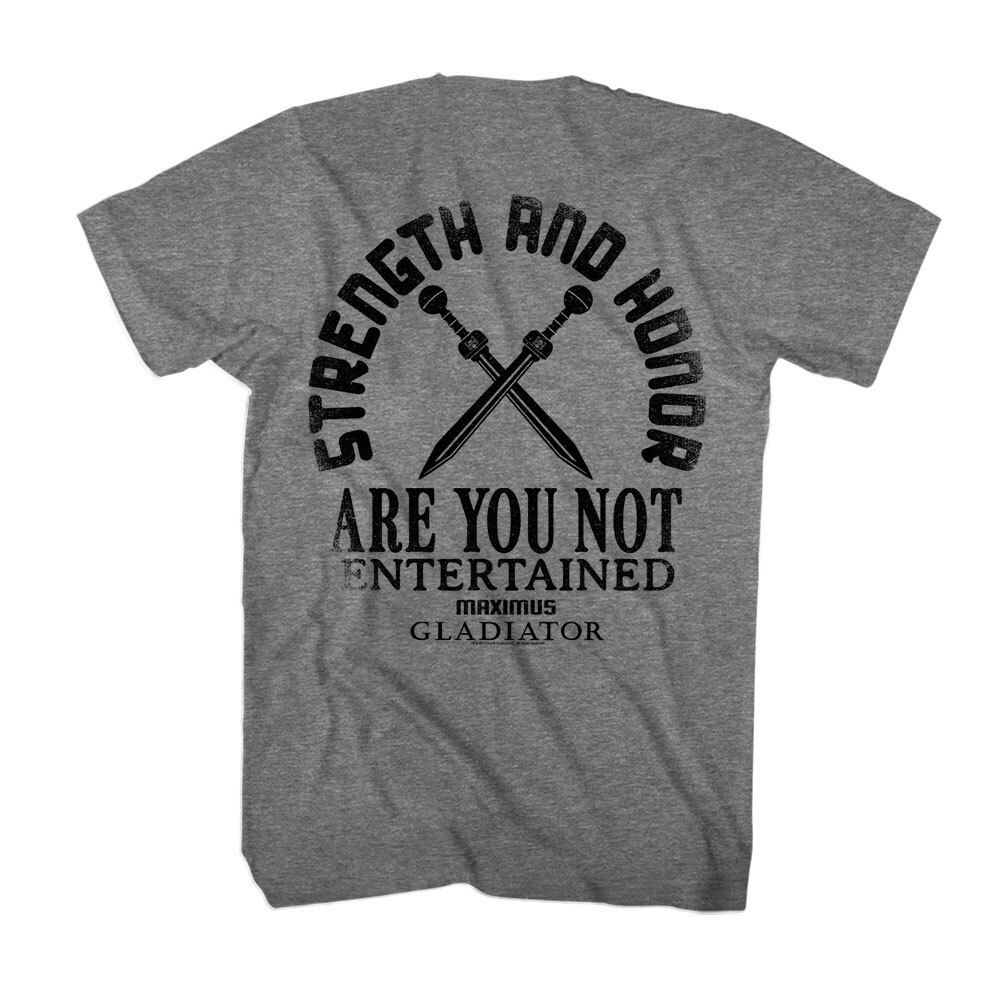 GLADIATOR Movie T Shirt STRENGTH & HONOR MAXIMUS 2 Sided Official Gray Heather gallery