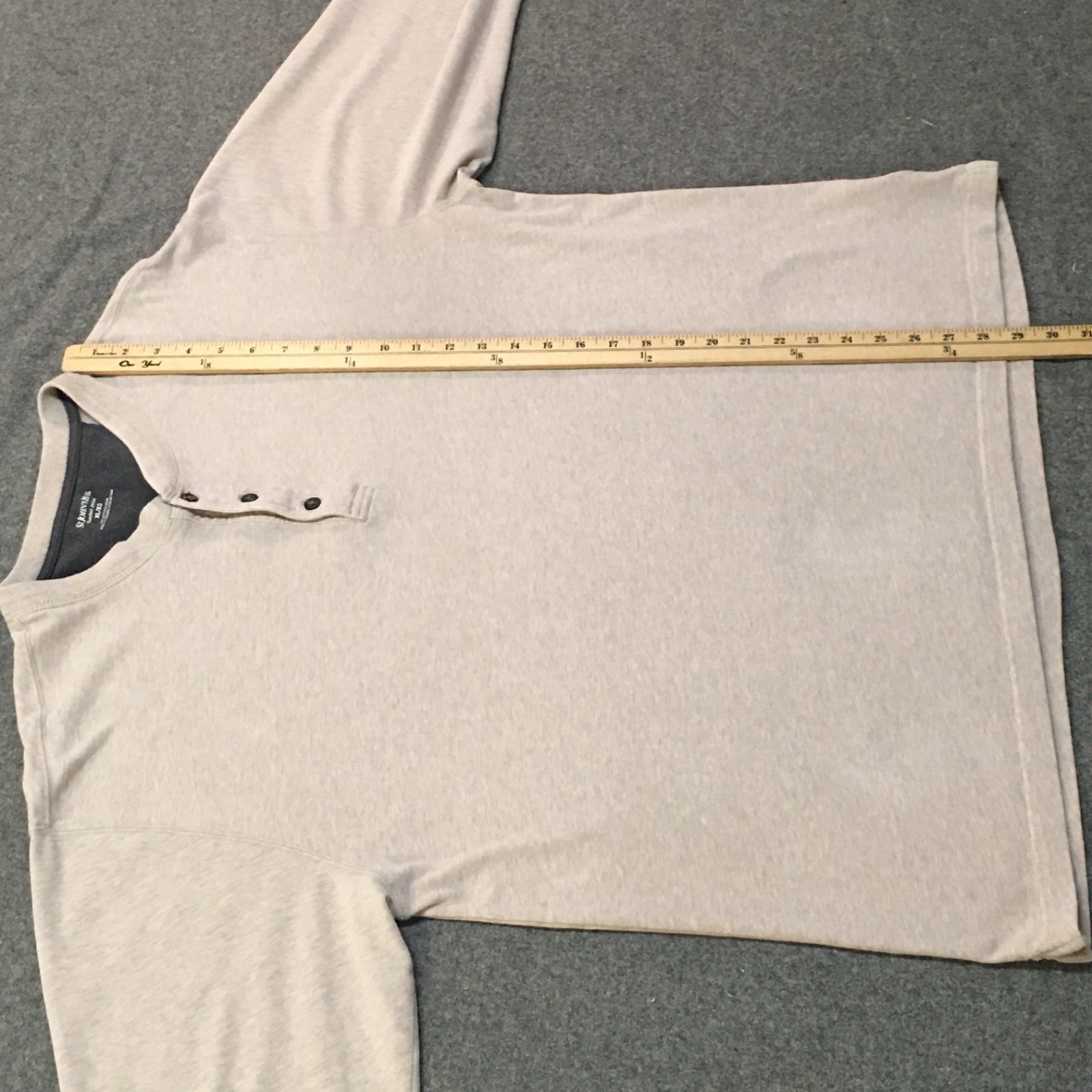 St. John's Bay Men XL Long Sleeve Henley Beige Heather Preppy Sueded Jersey Knit gallery