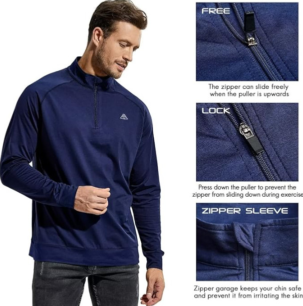 Haimont Men's 1/4 Zip Golf Shirt Long Sleeve Athletic Pullover Lightweight Fleec gallery