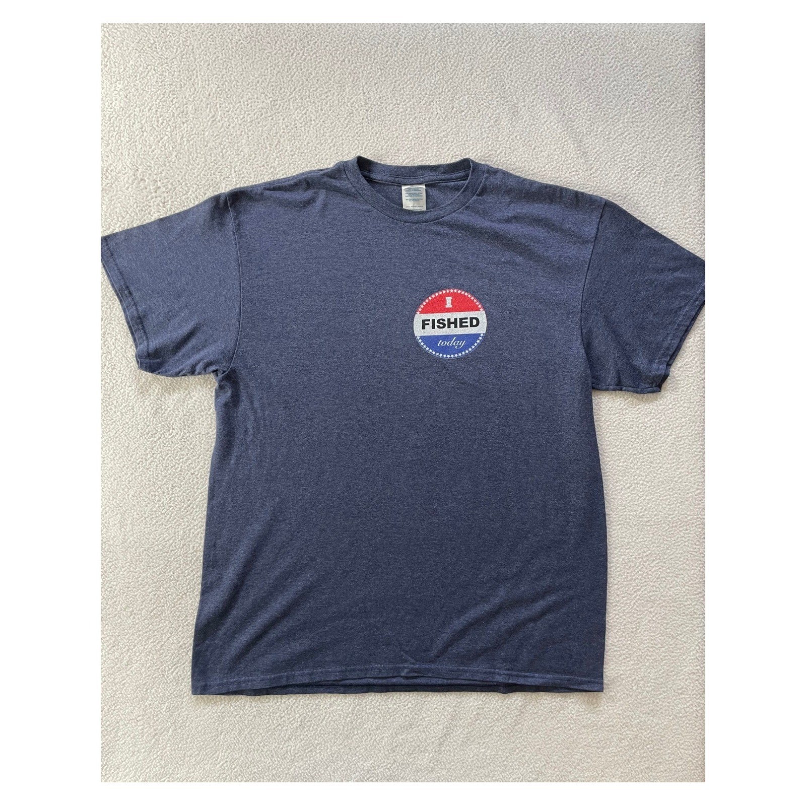 I Fished Today T-shirt Mens Large Navy Blue Graphic Novelty Tee Delta Pro Weight