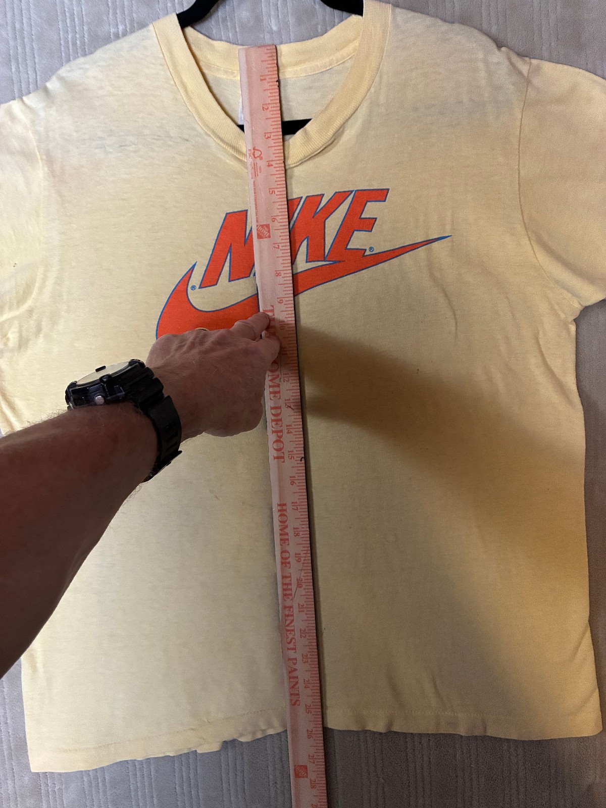 RARE True Vintage Nike 1970's "Pinwheel Tag" T-Shirt Yellow XL Made in USA Faded gallery