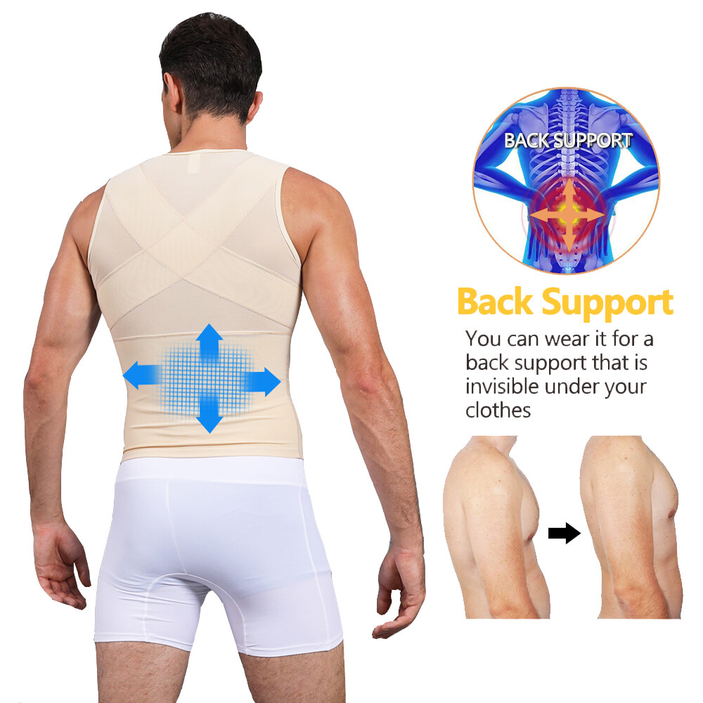 Mens Compression Vest Slimming Body Shaper Tummy Control Gynecomastia Undershirt gallery