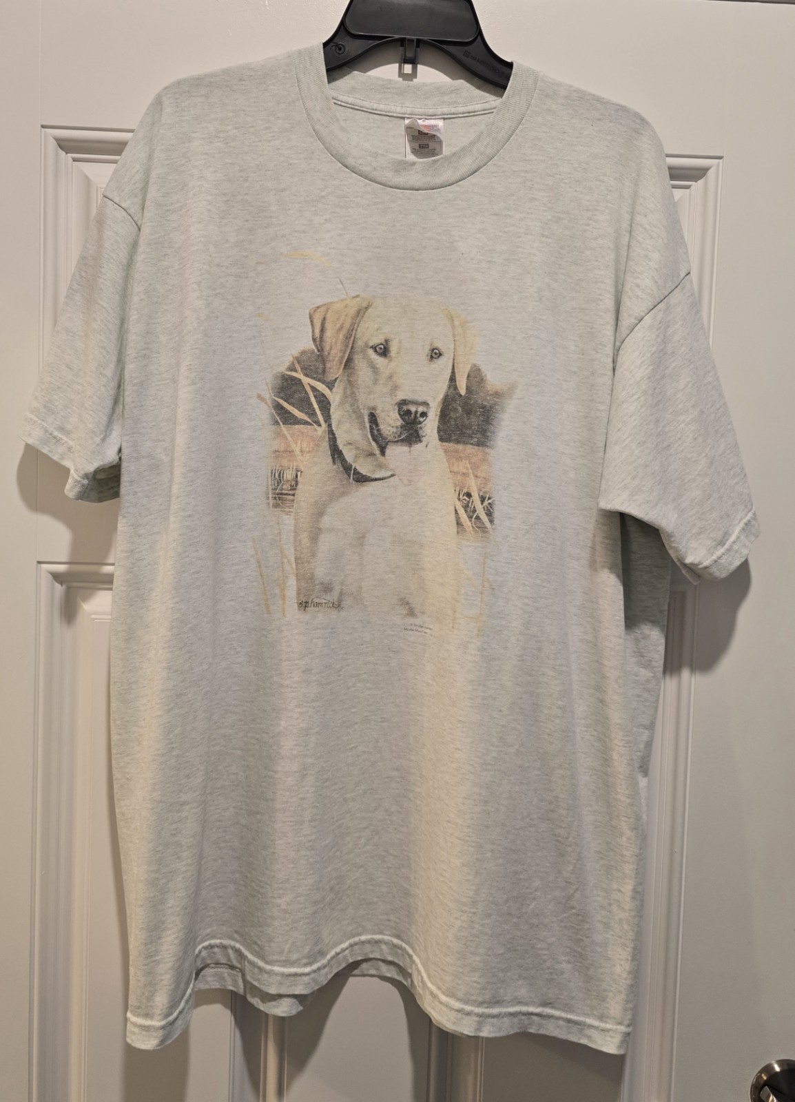Vintage White Lab Dog Nature Art Graphic Shirt Men’s XXL Gray Steve Hamrick gallery