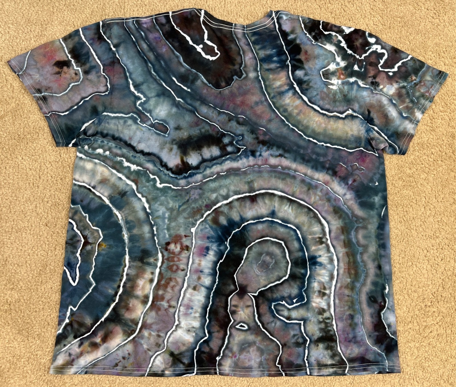 Handmade Ice Tie Dye T-Shirt 2XL Mens Womens Soft Cotton Green Grey Geode gallery
