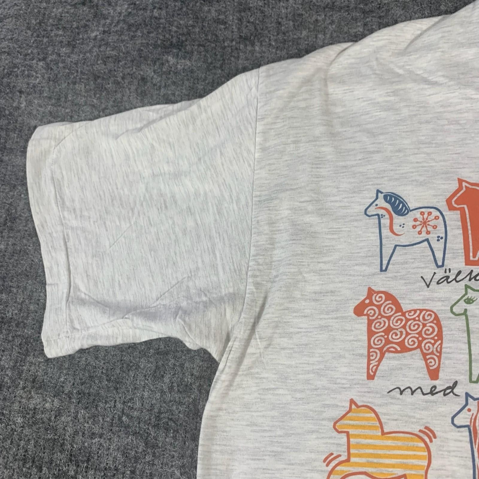 VTG Best In Town T Shirt Adult 2XL Gray Horses Tribal Single Stitch 90s Sweden gallery