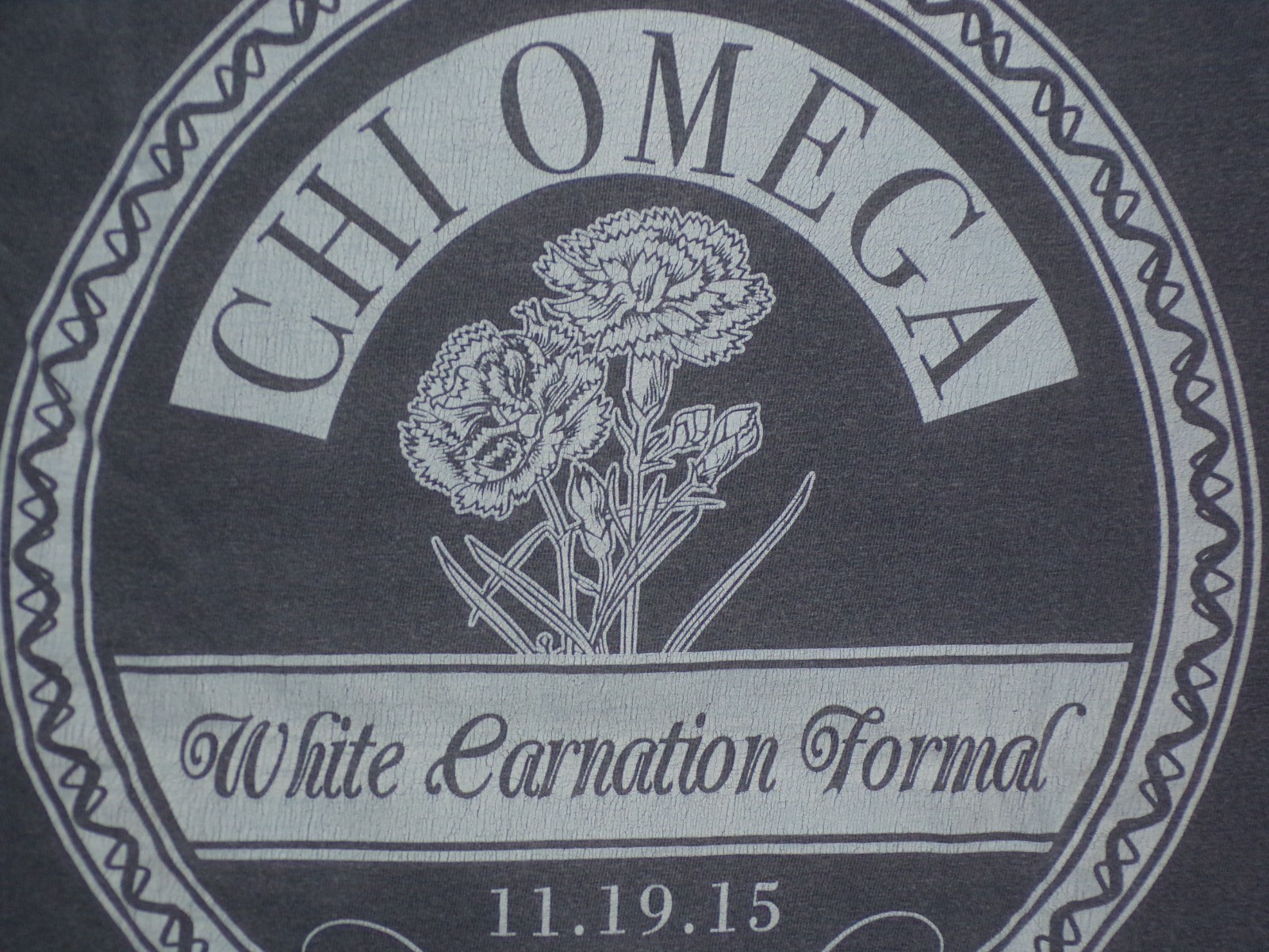 CHI OMEGA Sorority Fraternity White Carnation Formal Small S Long Sleeve Shirt gallery