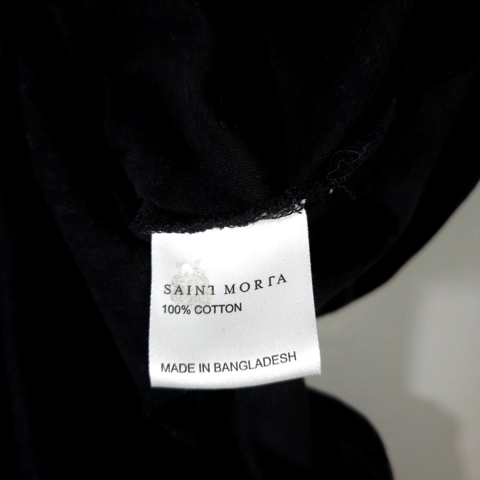 Saint Morta T-Shirt Mens Medium Black Red Green Stripe Longline Curved Hem Tee gallery
