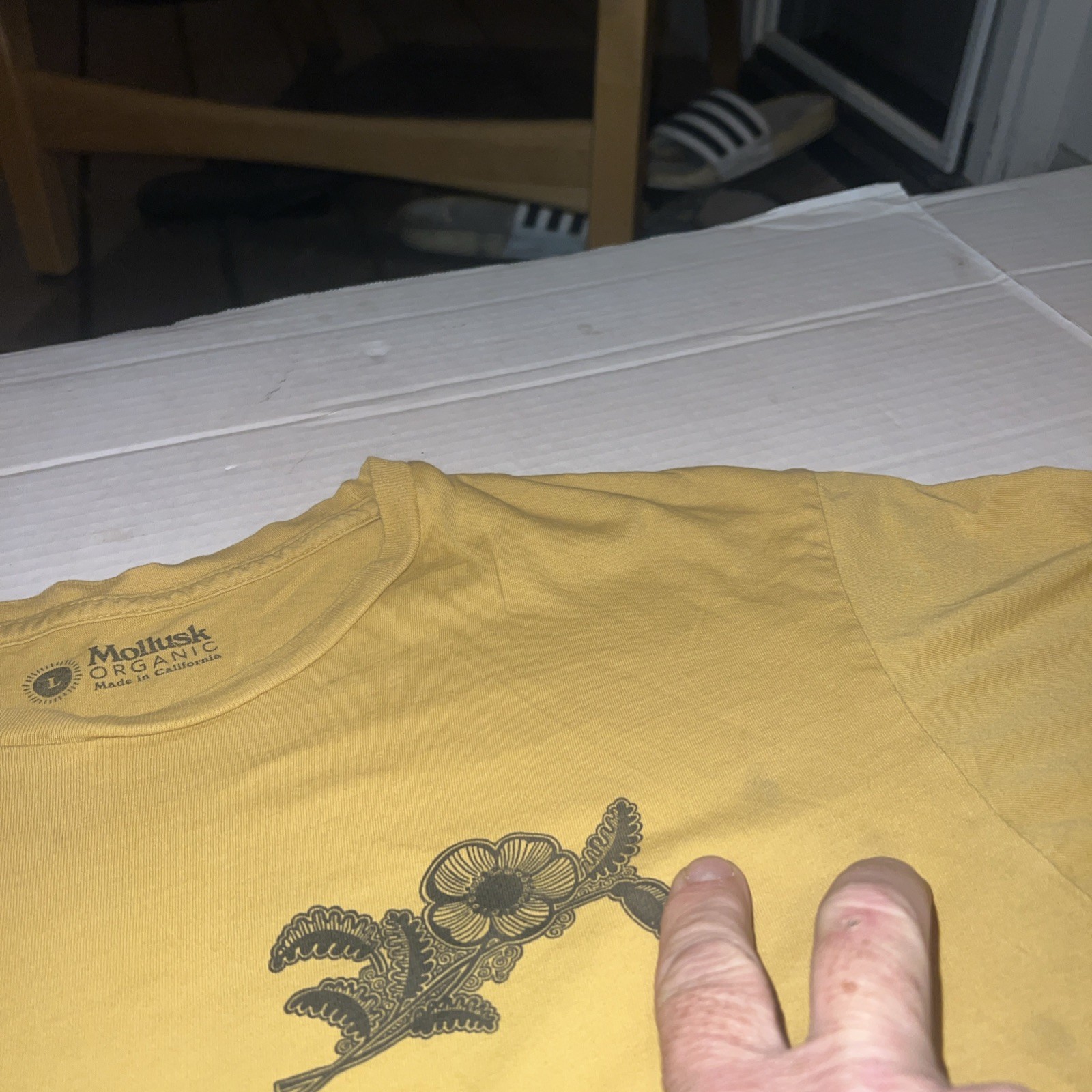 Mollusk California Surfboards Flower Leaves Branch Shirt Large Yellow Vintage gallery