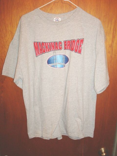 MACKINAC BRIDGE Gray T-Shirt, Mens XL