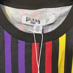 Guess x J Balvin Mens Large Elevator Striped T- Shirt Embroidered Multicolor NWT