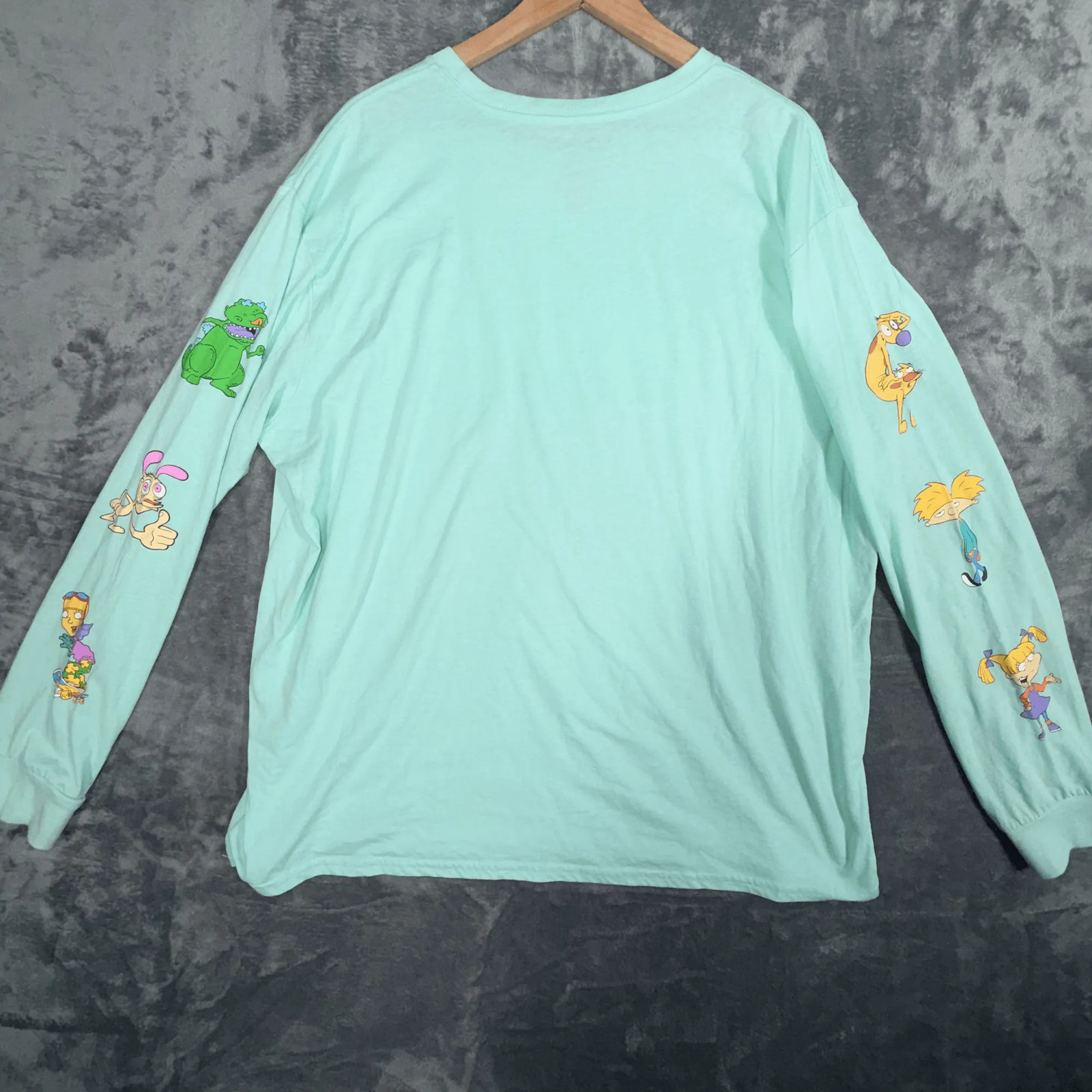 Nickelodeon Mens Long Sleeve T-Shirt 2XL 90s Cartoons Graphic Mint Green gallery