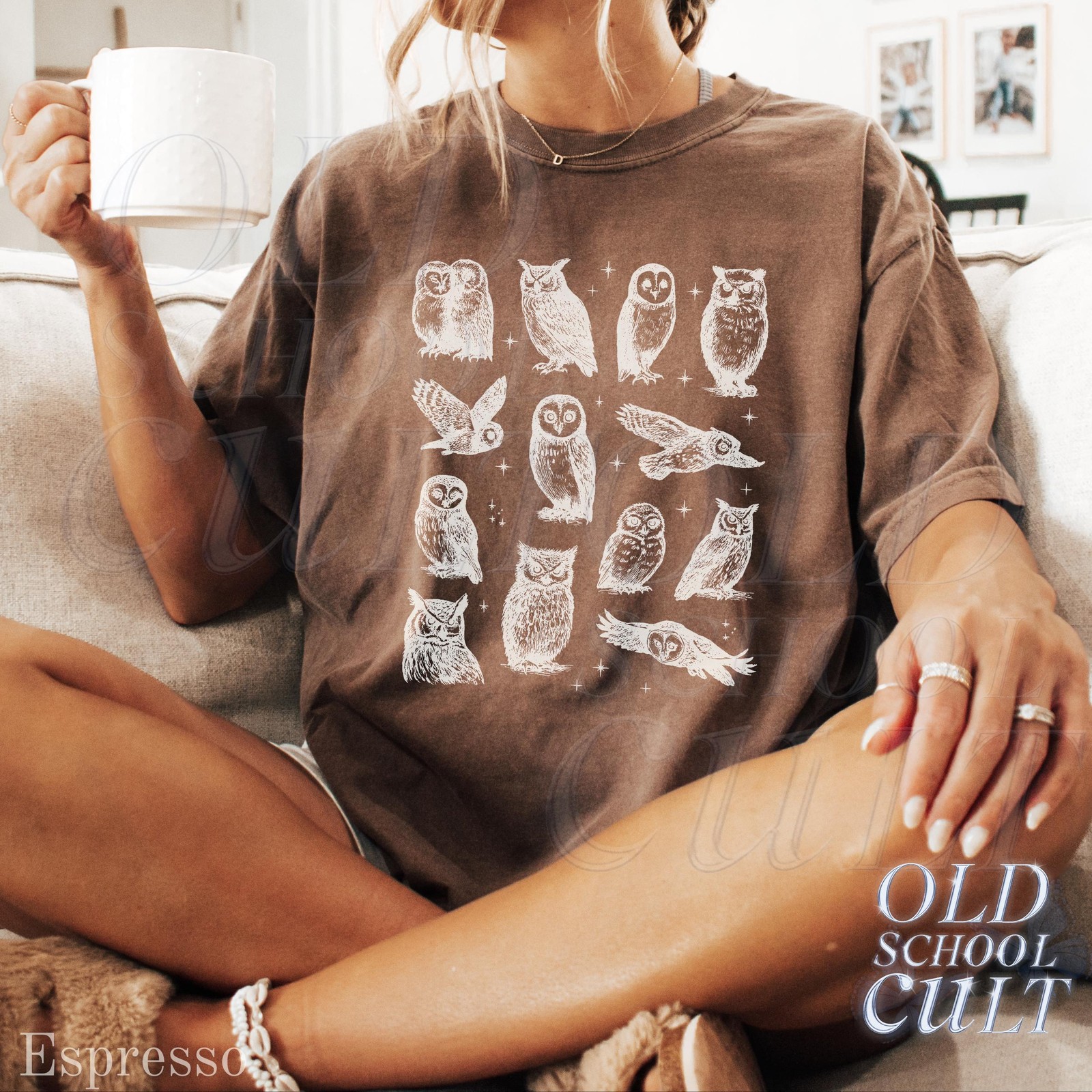Owls 90s Comfort Colors Vintage Tattoo Style Tshirt, Retro Mythical Owl Lovers gallery