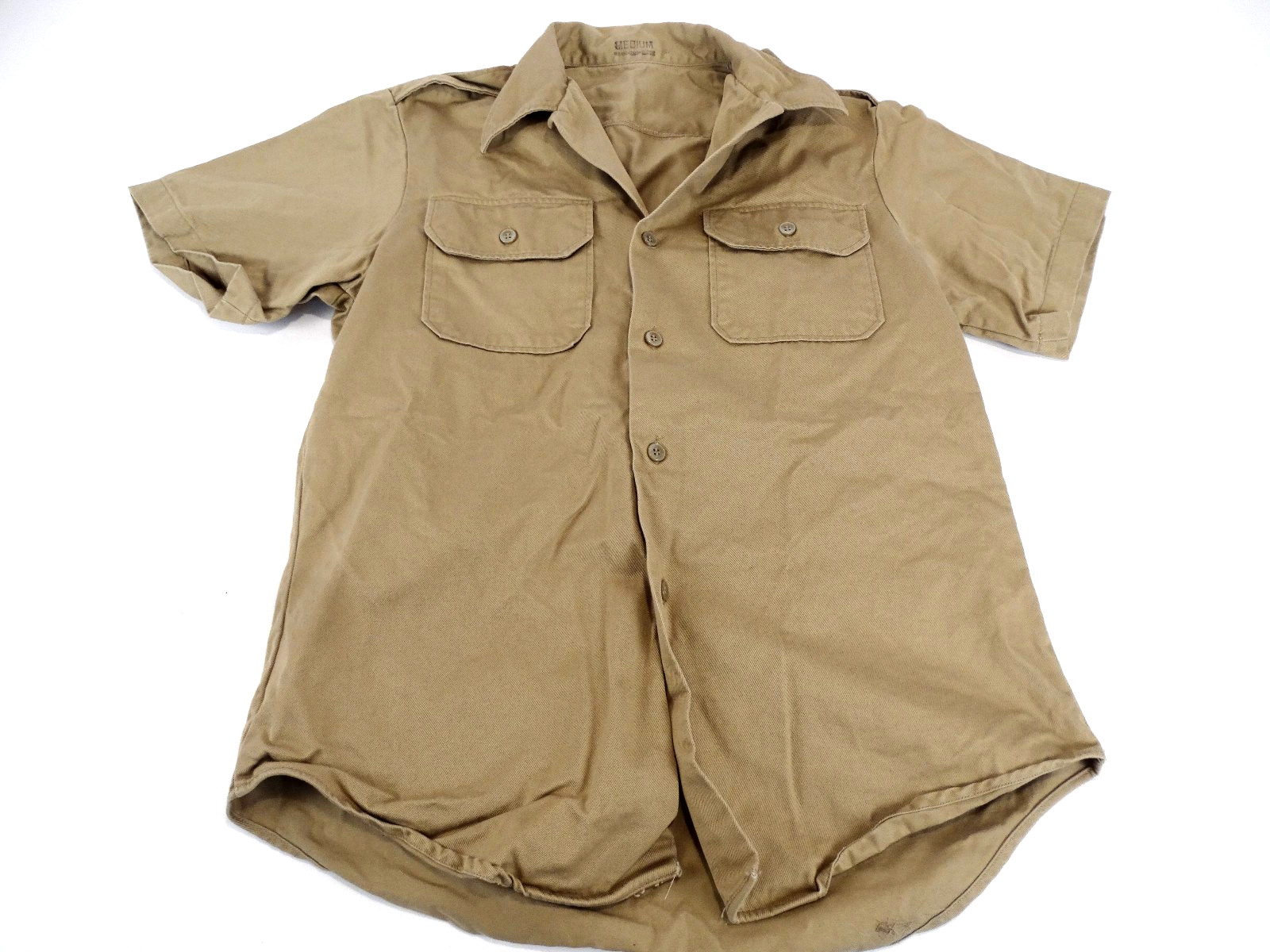 1970 Vietnam WarUS Army Man's Khaki Short Sleeve Shirt (sz M) DSA100-70-C-0525 gallery