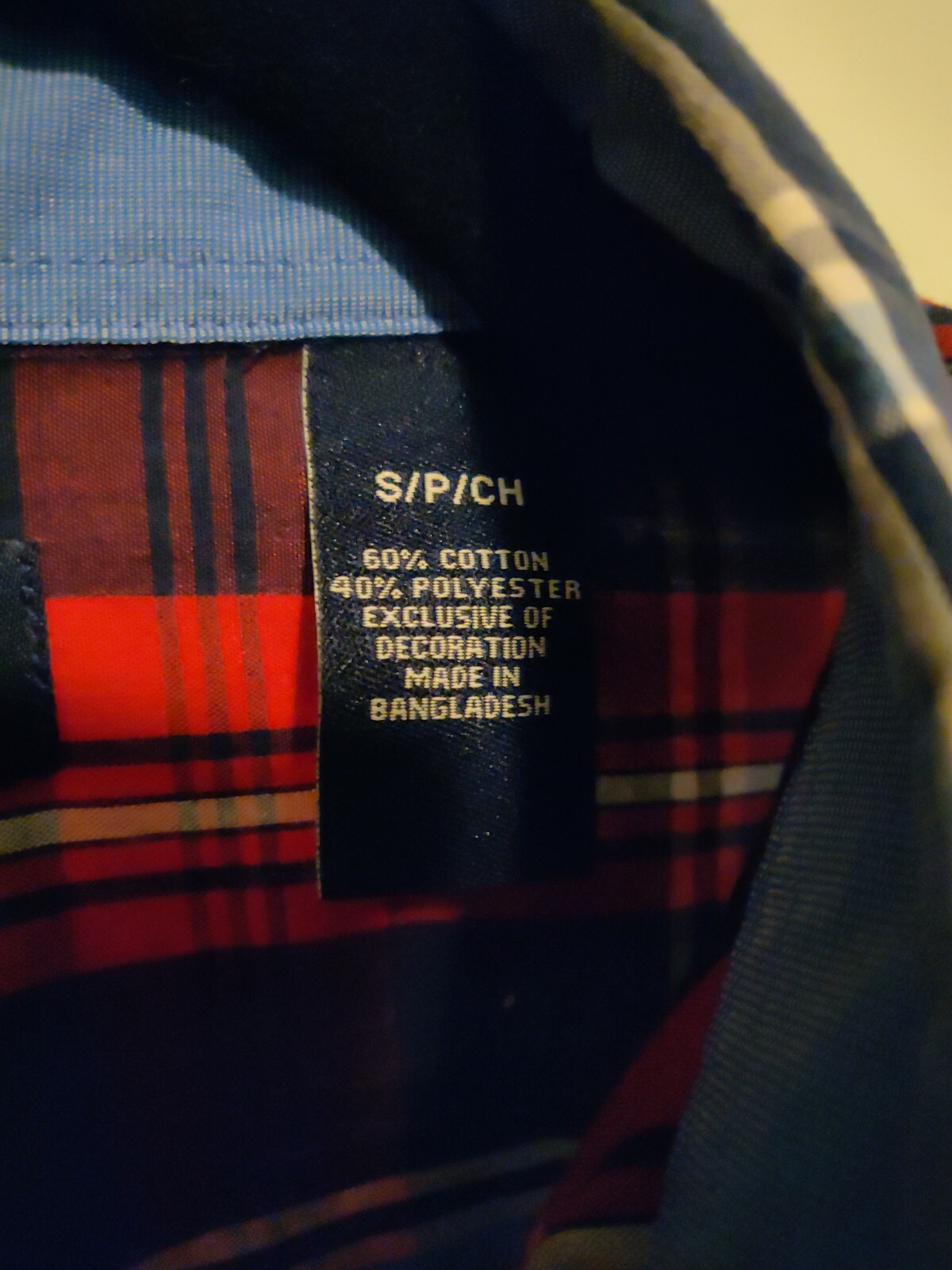 Chaps Easy Care men's size S shirt LS red blue plaid collar button up EUC gallery
