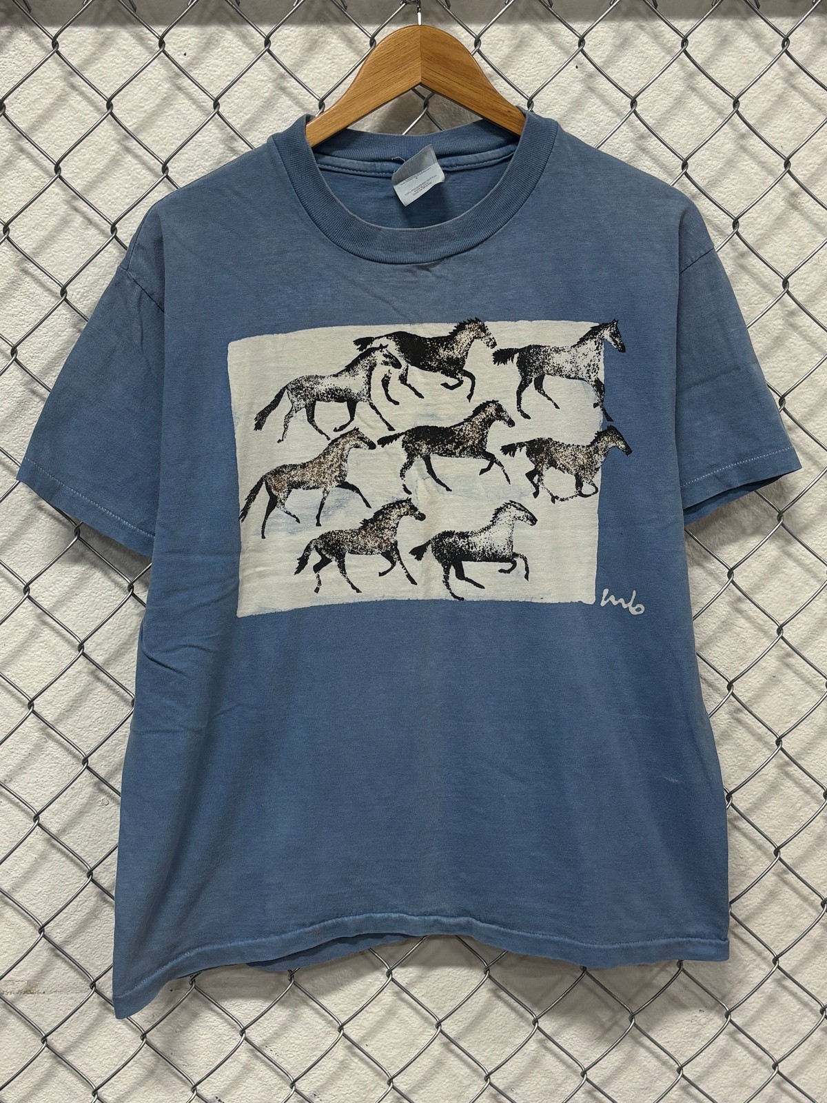 Vintage 90's Wild Horses Nature Art Graphic Tee Size Large gallery
