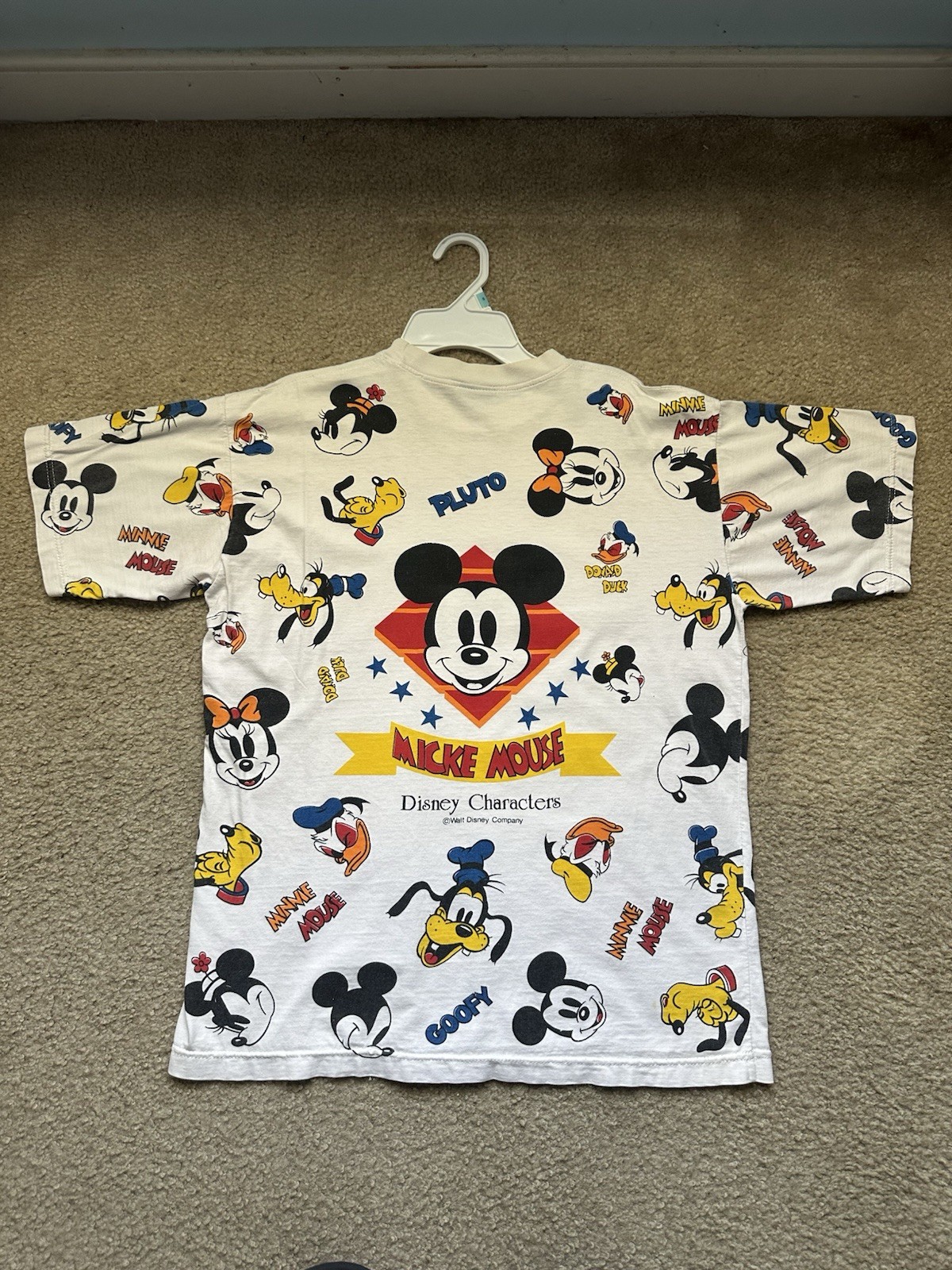 Men’s Vintage Disney Characters Mickey Mouse All Over Print T Shirt Medium/Large gallery