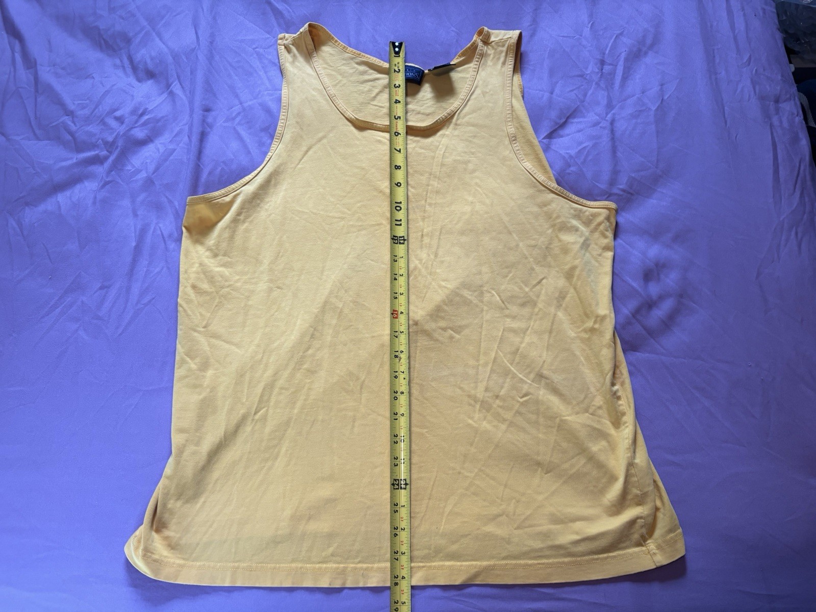 Vintage Basic Editions Tank Top Mens XL Yellow Sleeveless Shirt Blank Surf Beach gallery