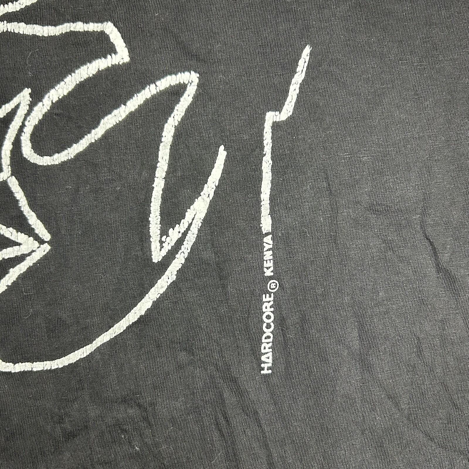 Vintage 90s Hardcore Kenya Shirt Mens 2XL Art Abstract Tee Faded Black gallery