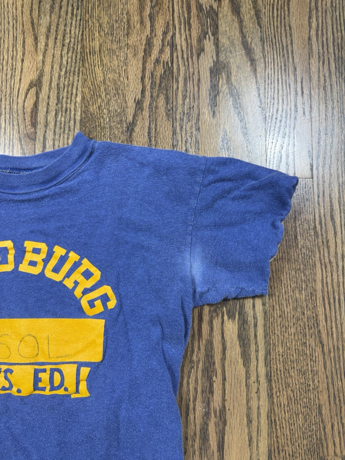 Vintage 60s 70s Sandburg High School Phys. Ed. Blue/ Yellow T Shirt Size Medium gallery