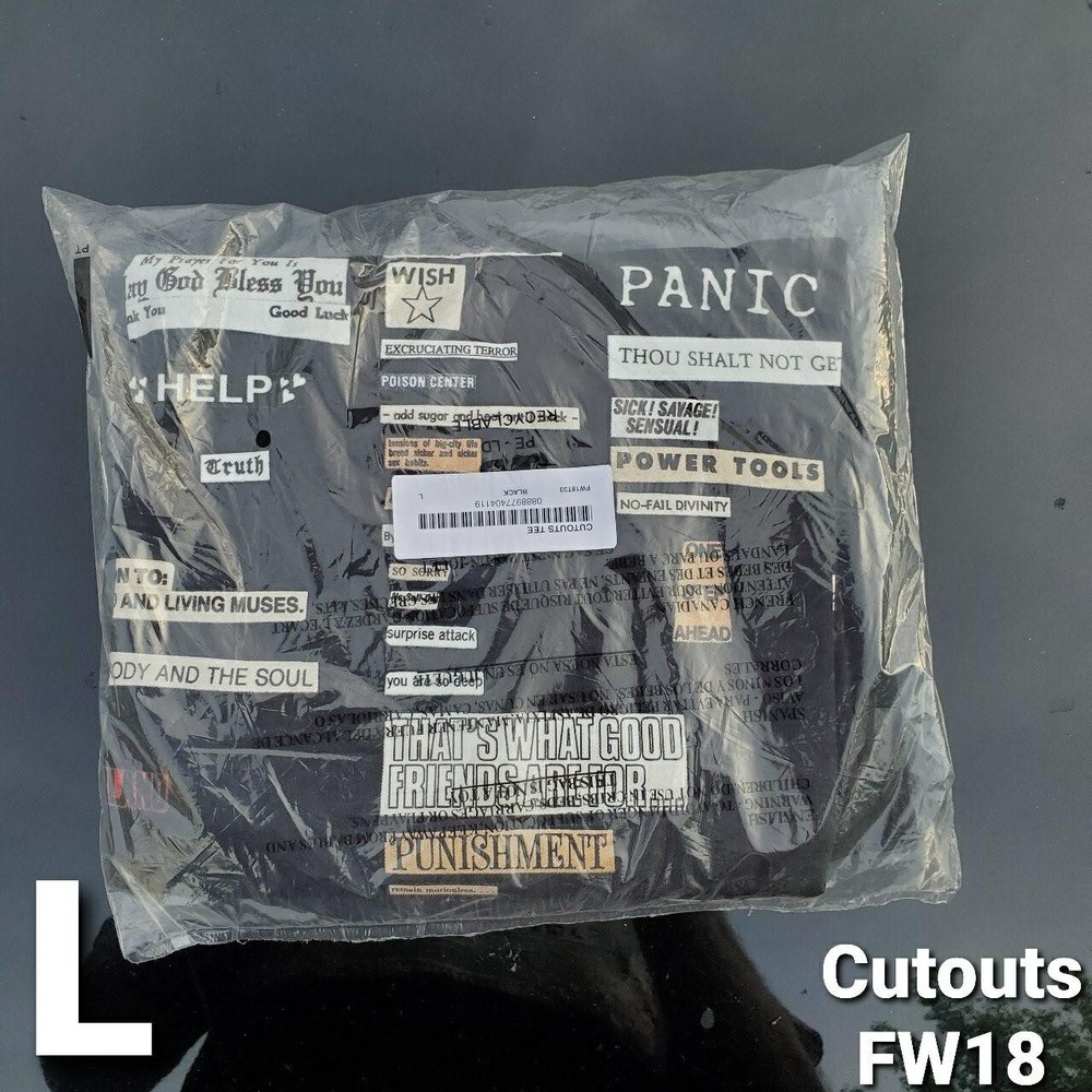 Supreme Cutouts Tee in Black Large FW18 Deadstock/ newspaper cutouts logos