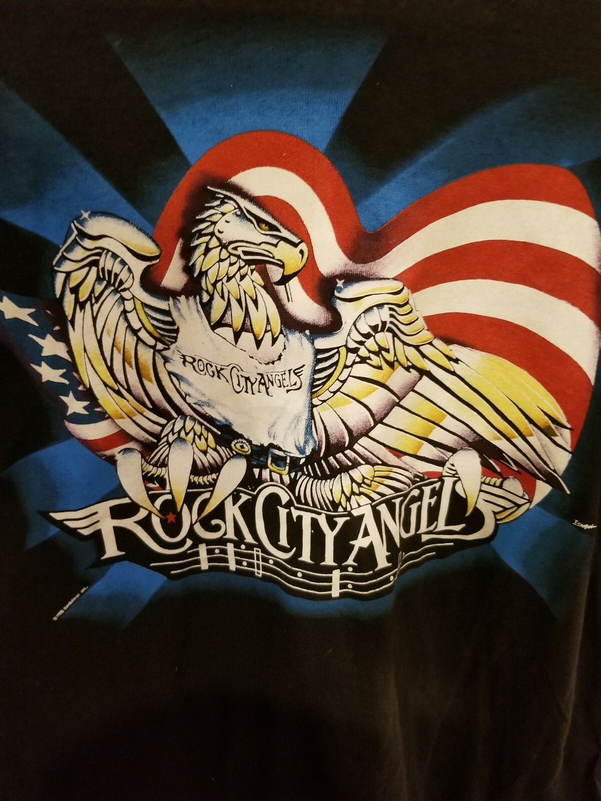 Vtg Johnny Depp Rock City Angels '88 RCA Shock USA Glam Metal Band Shirt L gallery