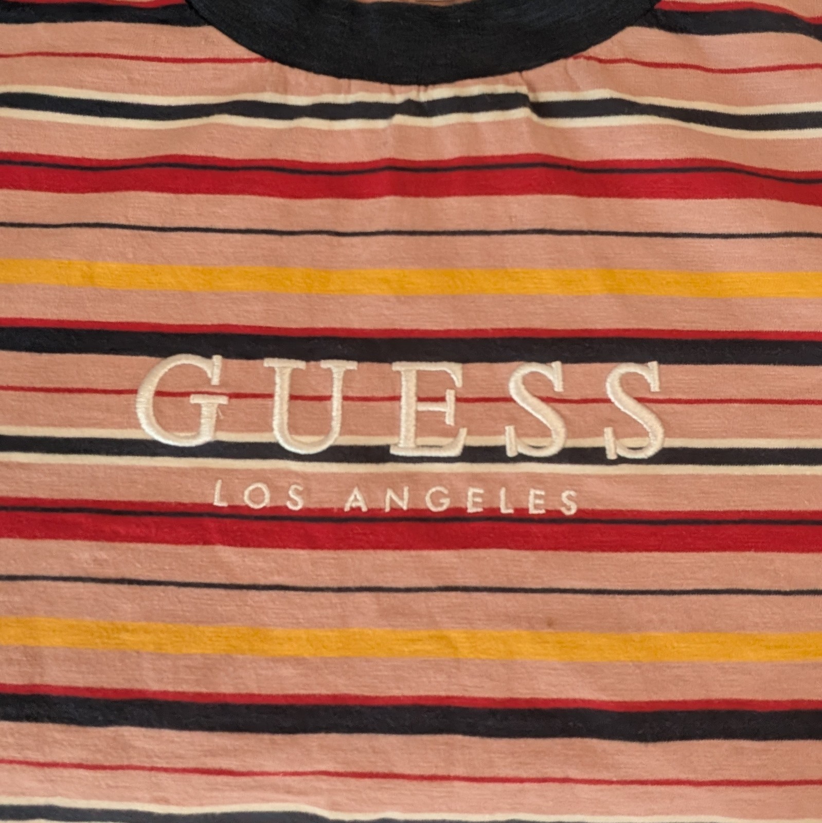 Guess Originals T Shirt Men's M Striped Logo Crew Neck Multicolour gallery