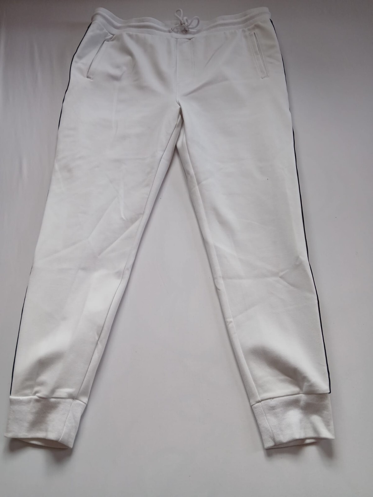 Guess Jogger Pant Men’s L White Logo Tape Skinny Leg Drawstring X1YQ08R5DJ4 N127