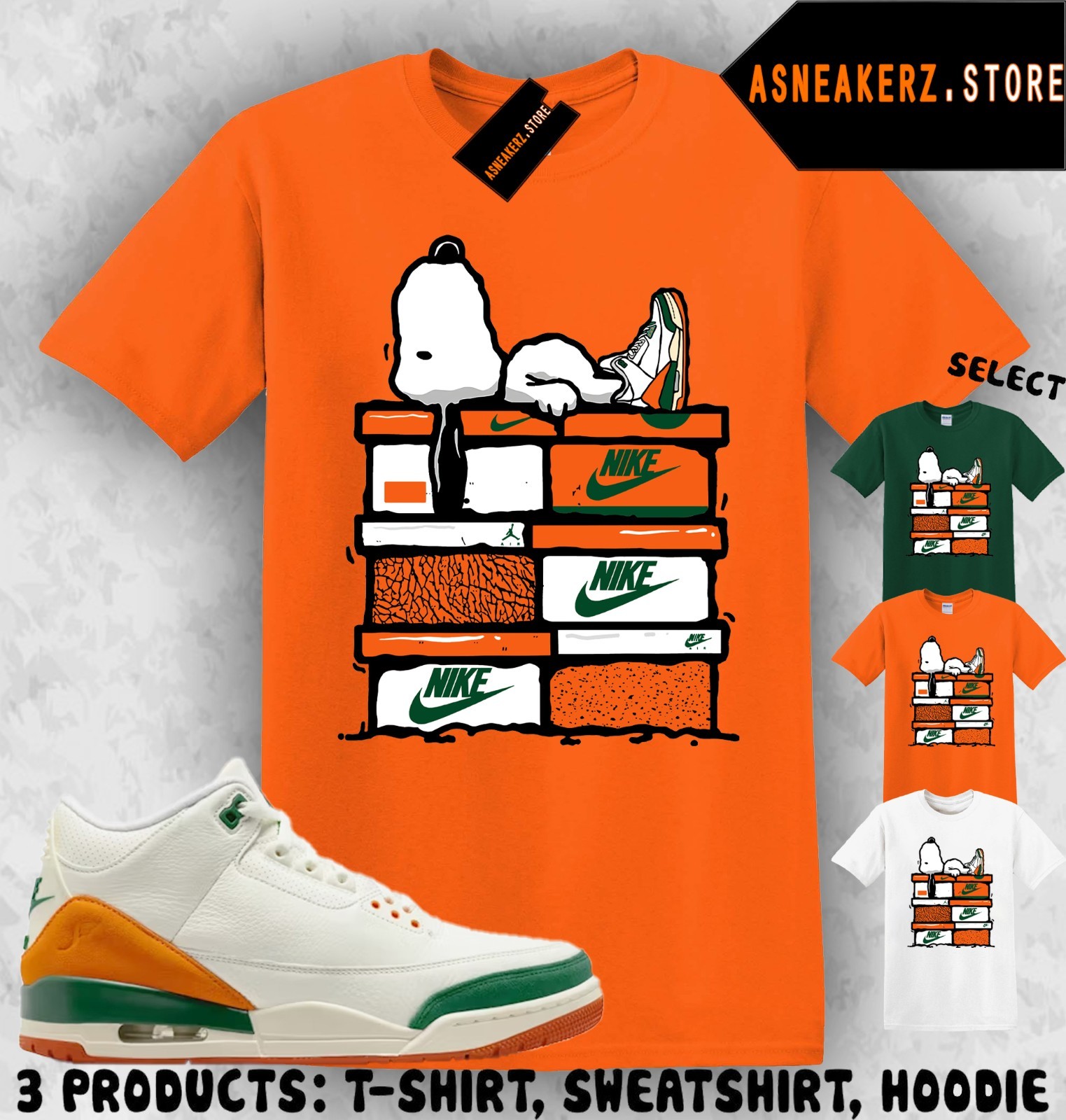 Shirt Match SoleFly x AJ 3 Miami Sneaker Matching Tee Sneakerhead S Dog T-Shirt gallery