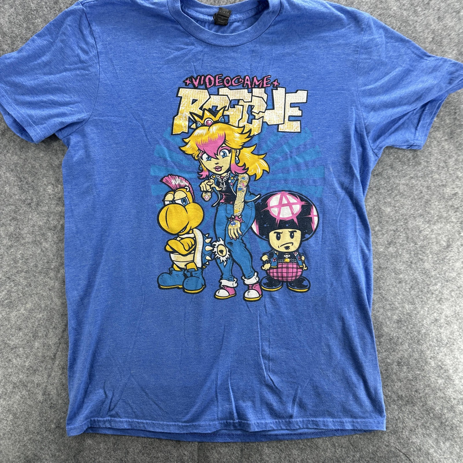 Video Game Rogue Shirt Mens Large Blue Punk Princess Parody Nintendo Tee Gamer gallery