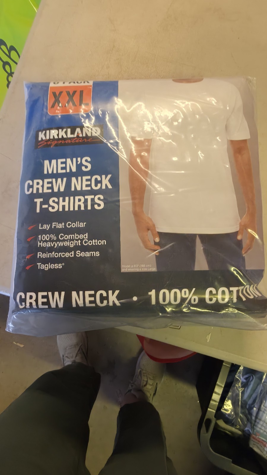Kirkland Men's 6-pack White 100% Cotton Crew Neck T-shirt XXL New In Package gallery