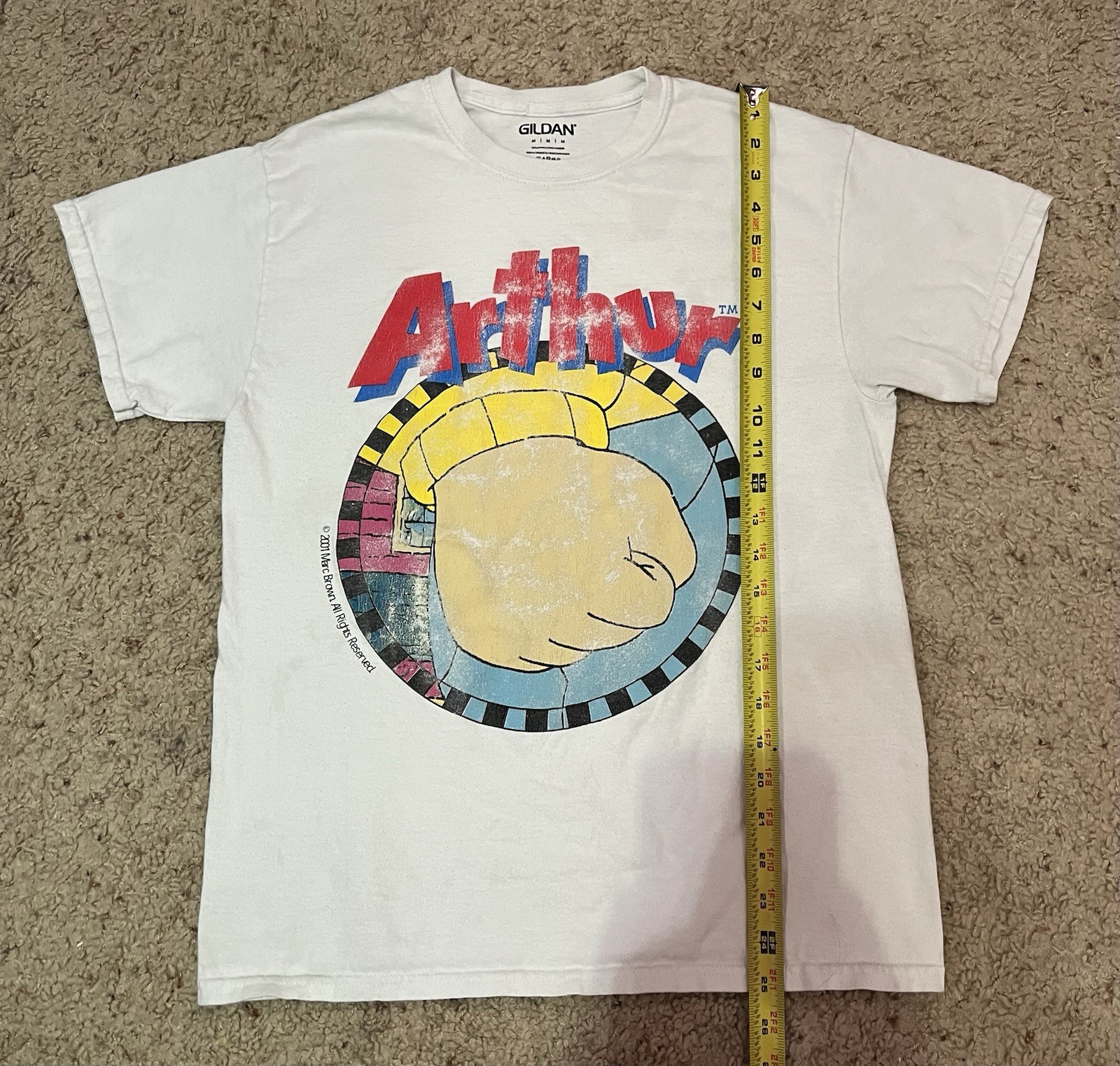 Vintage 2001 Arthur Fist T-shirt Medium Cartoon Tv Show Meme White Grahpic Tee. gallery