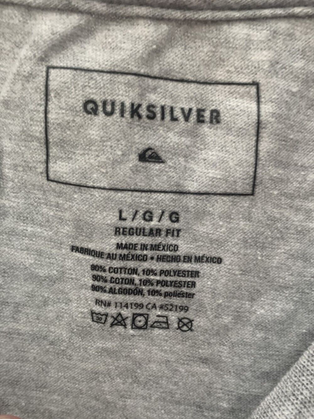 Quiksilver Mens OR Comp Logo Cotton Polyester T-Shirt in Athletic Heather Size L gallery