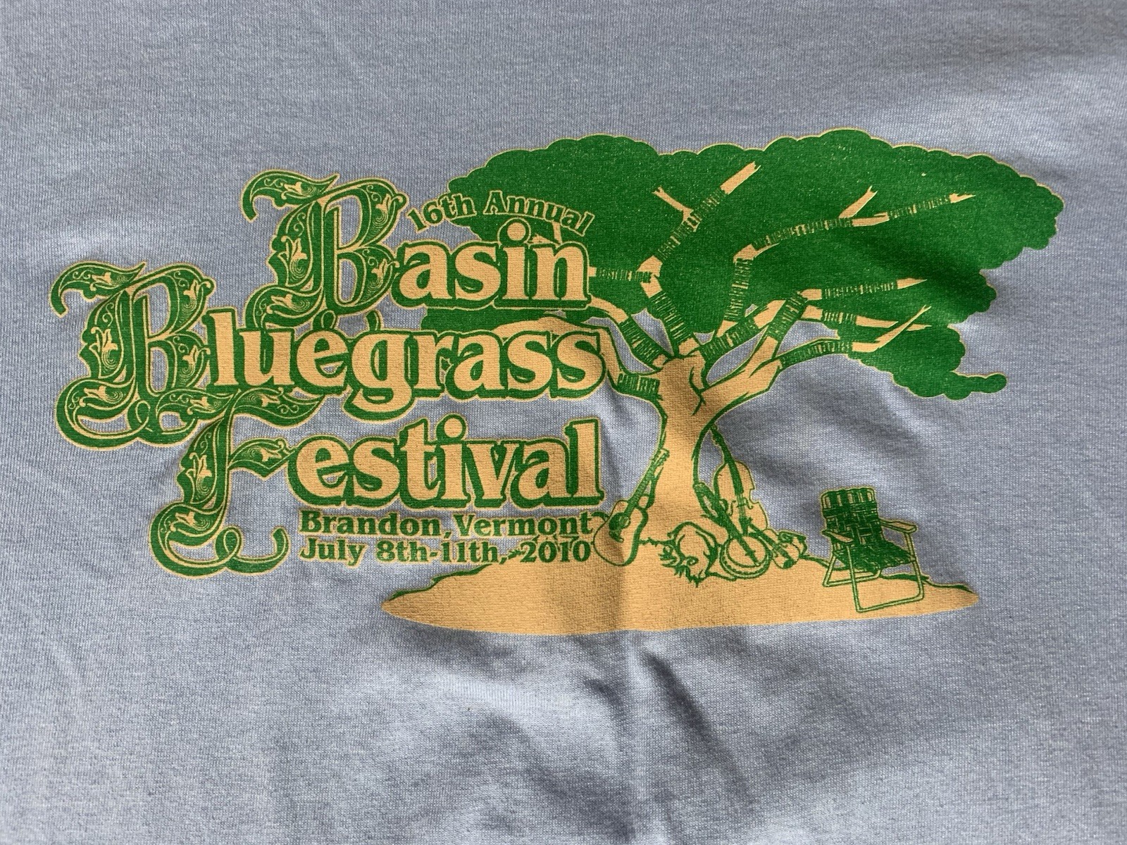 Vintage Basin Bluegrass Festival 2010 Brandon Vermont Light Blue Medium T-shirt gallery