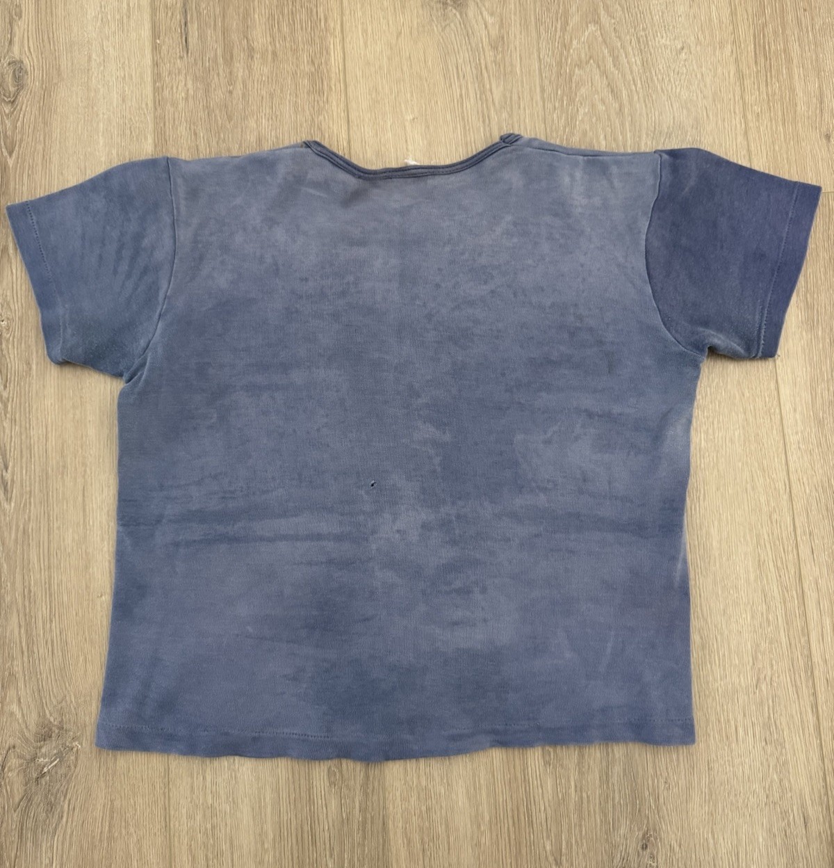 vintage 40s Sunfaded Blue Iodex Graphic Baby Cropped Tee S-M 50s Shirt gallery