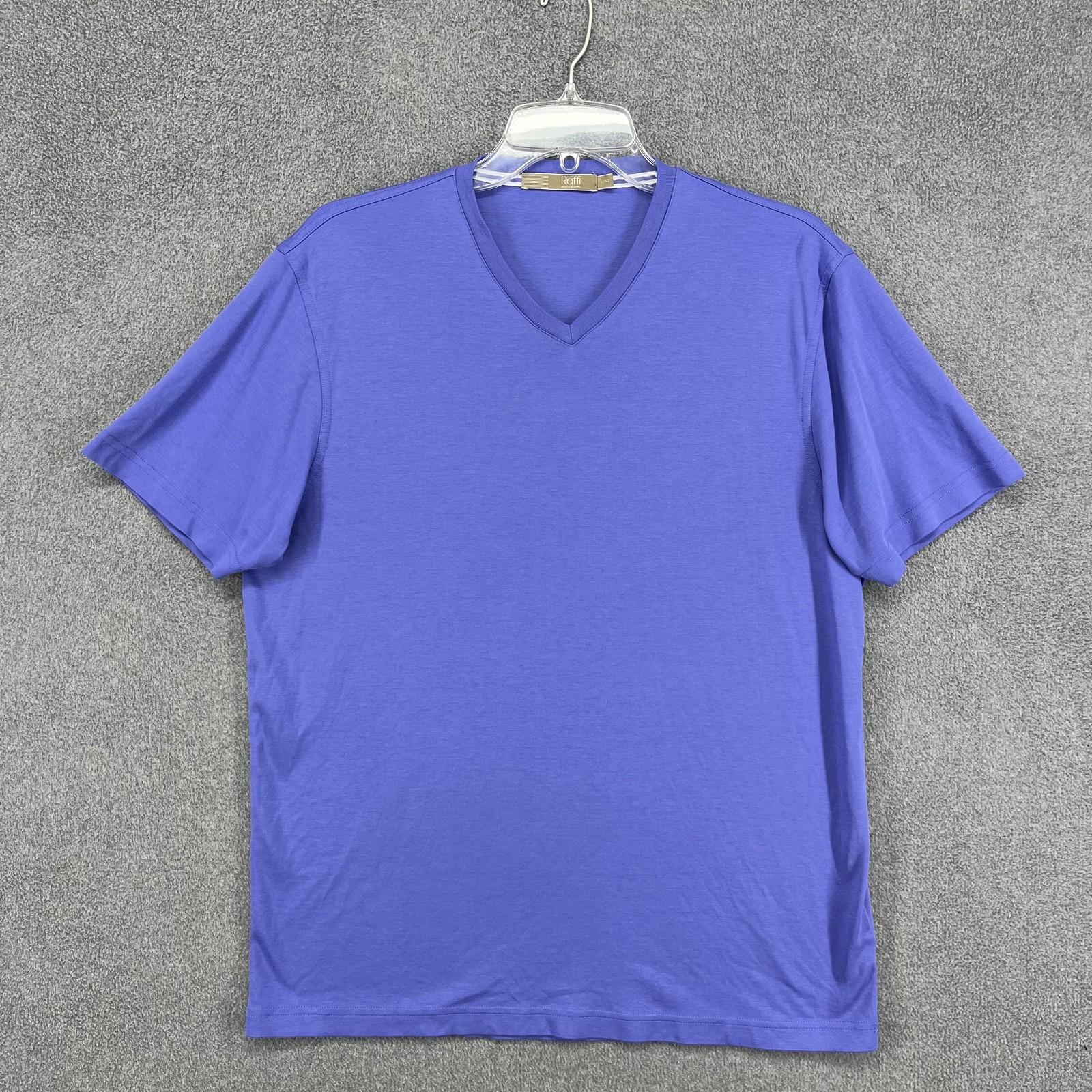Raffi Shirt Mens Large Blue V Neck 100% Cotton Soft Casual Lightweight Tee Top