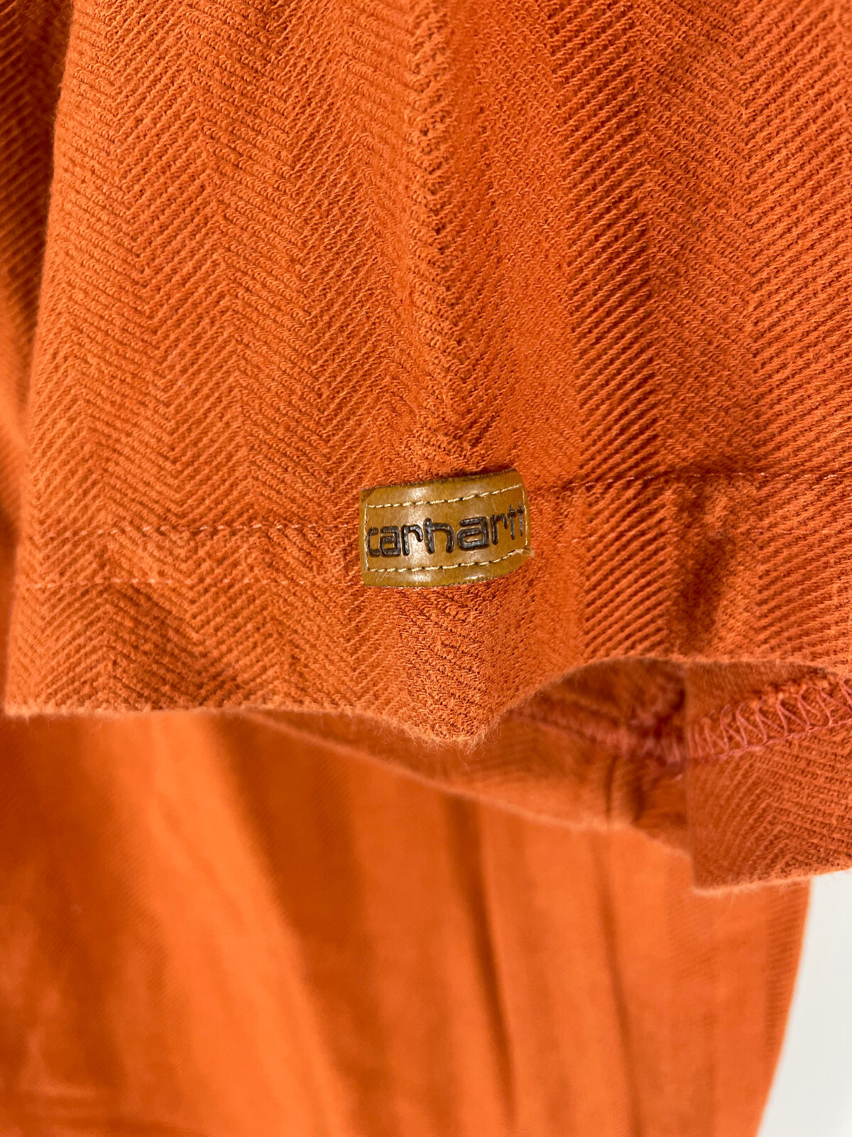 VTG Carhartt Short Sleeve Henley T-Shirt Mens XL Orange Textured Woven gallery