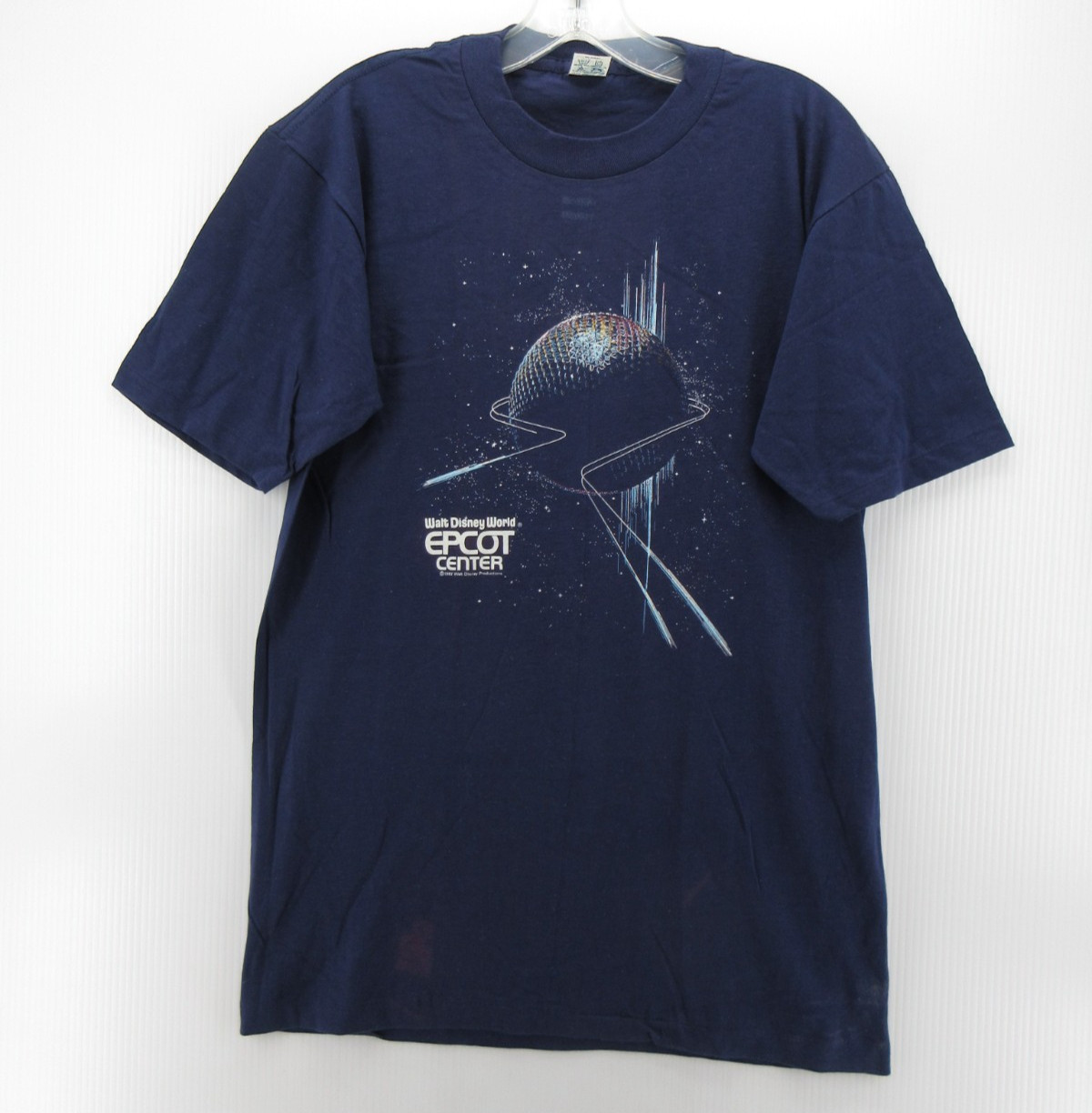 VTG Disney Shirt Men Large Blue Walt Disney World Epcot Center Spaceship 80s *